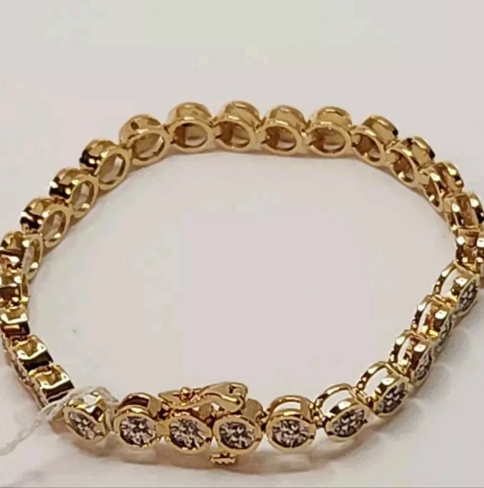 Women's 1/4 cttw Diamond Tennis Bracelet in Gold 14kt GP 925, 7" Nwt Retail $100